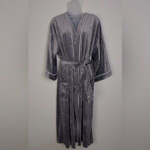 Vintage Christian Dior Monsieur Velvet Velour‎ Robe w/ Embroidered Logo One Size